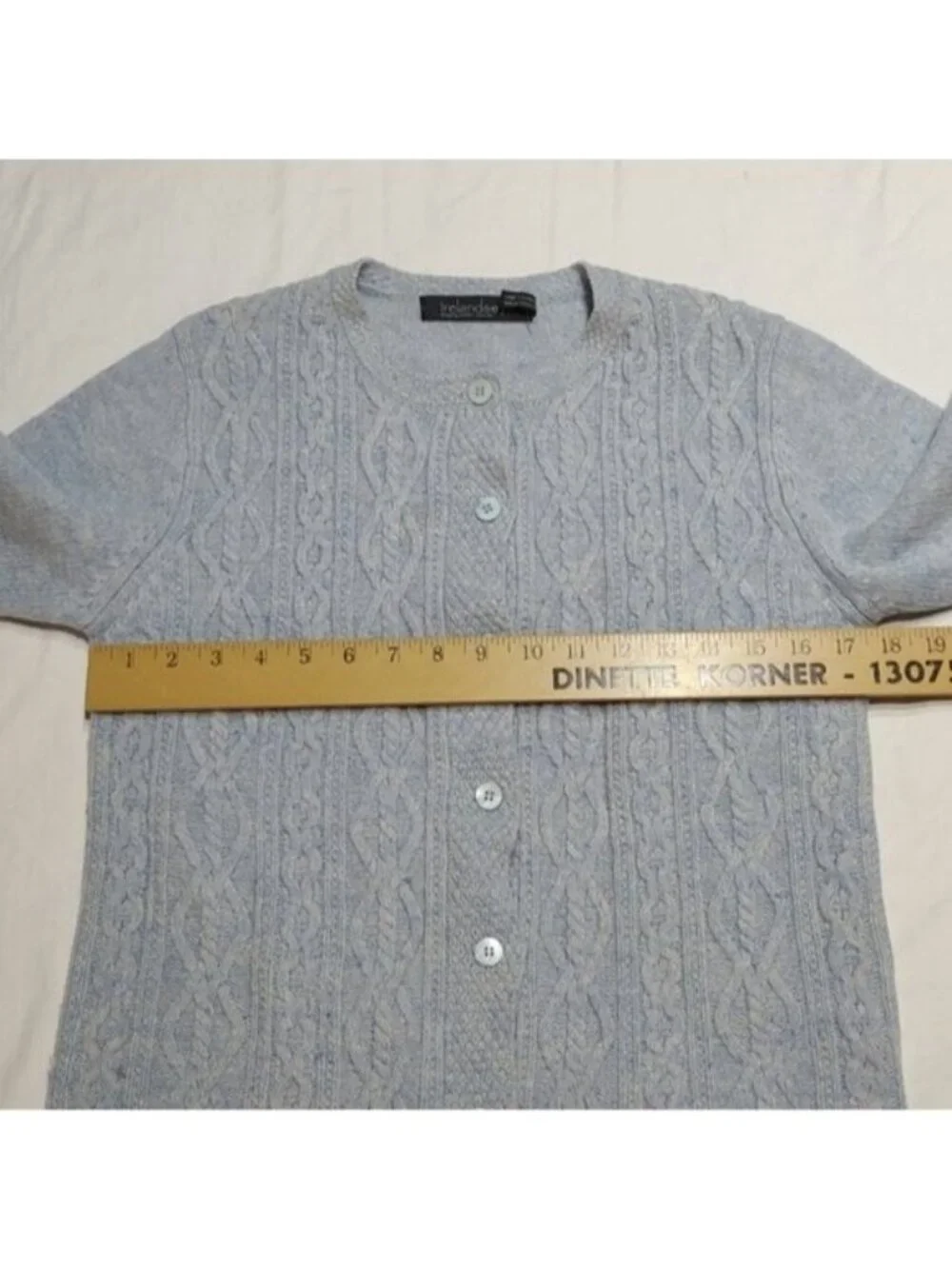 Ireland Eyes Light Blue Cable Knit Wool Cashmere Cardigan S